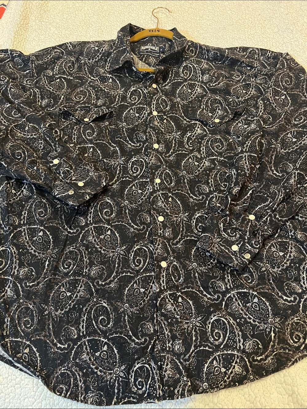 Panhandle Slim Black Paisley Long-Sleeve Button-Down Shirt